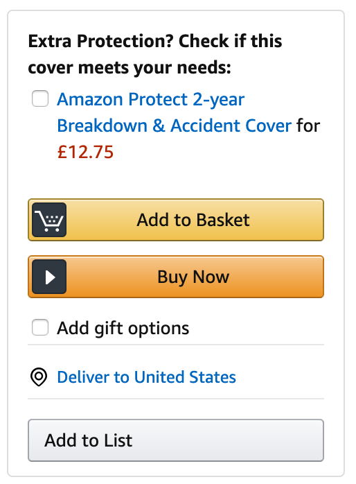 Amazon Protect upsell.