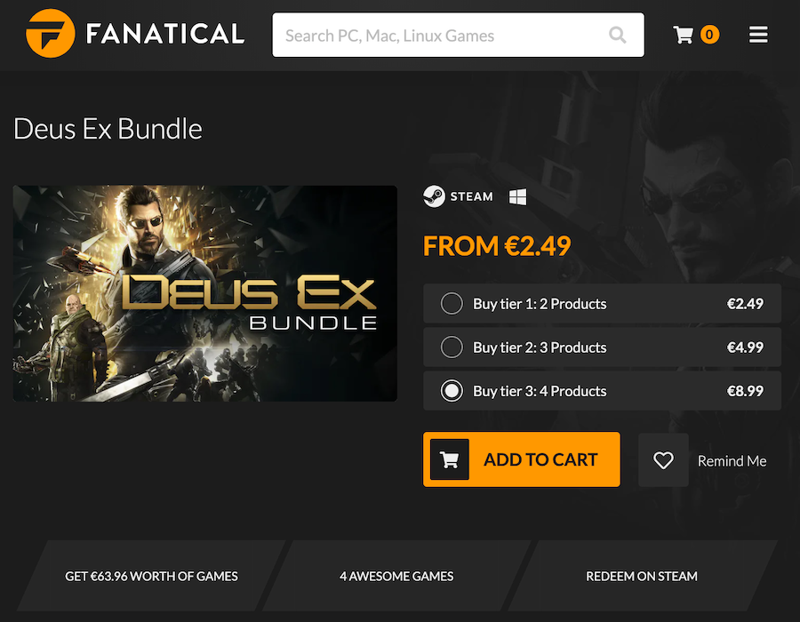 Fanatical's bundle sales.