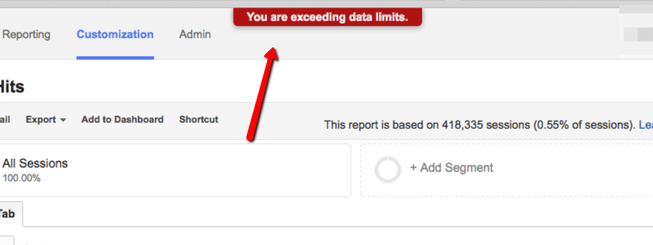 exceeding data limits google analytics.