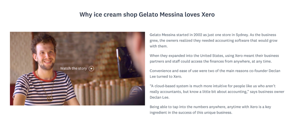 The Xero case study with video.