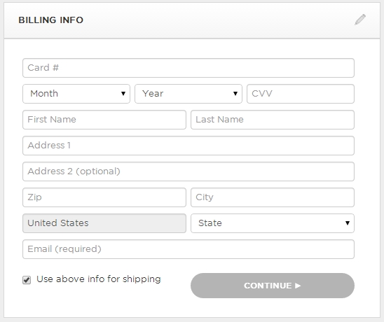 billing form example for online checkout.