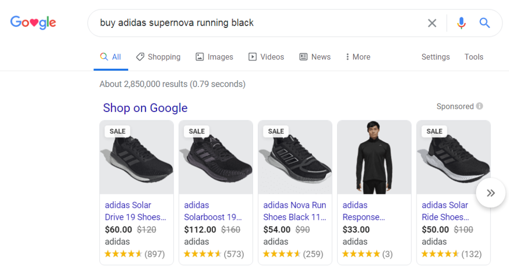 example of serp with ambiguous product intent.