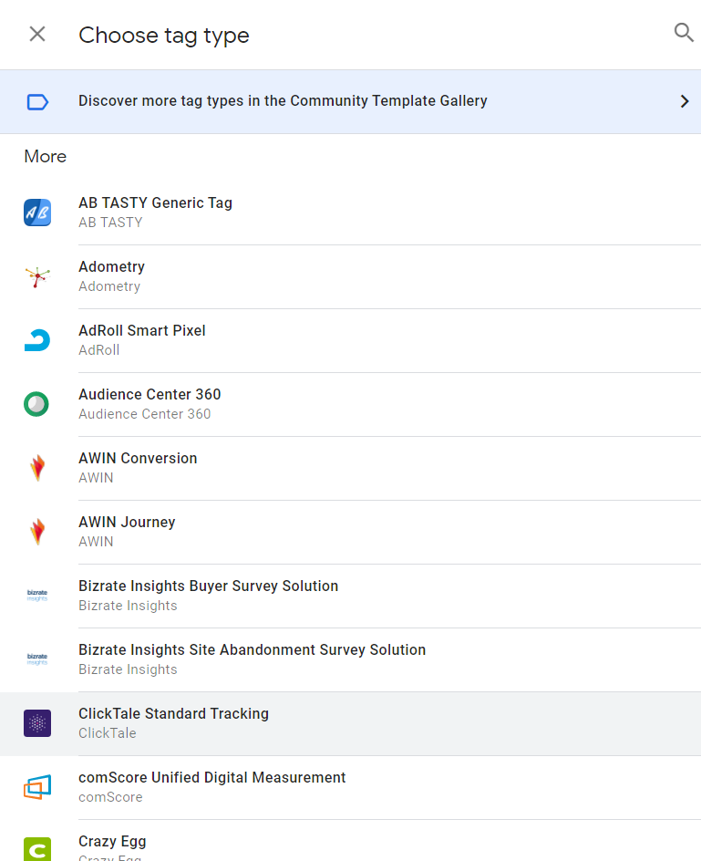 different types of tags in google tag manager.