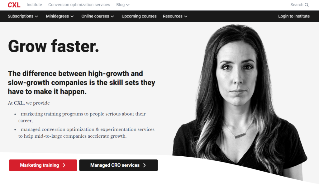 example of forward-facing image on website homepage.