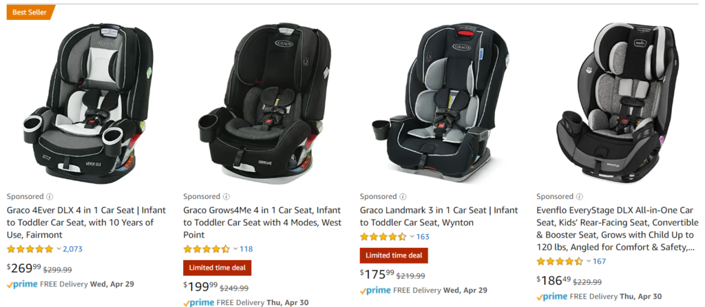 reviews for car seats.