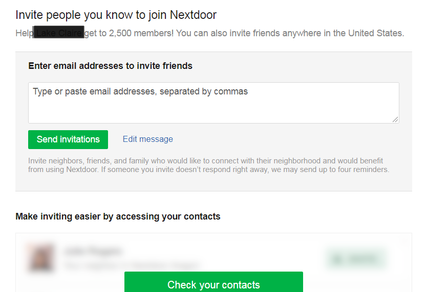 inviting neighbors via nextdoor.