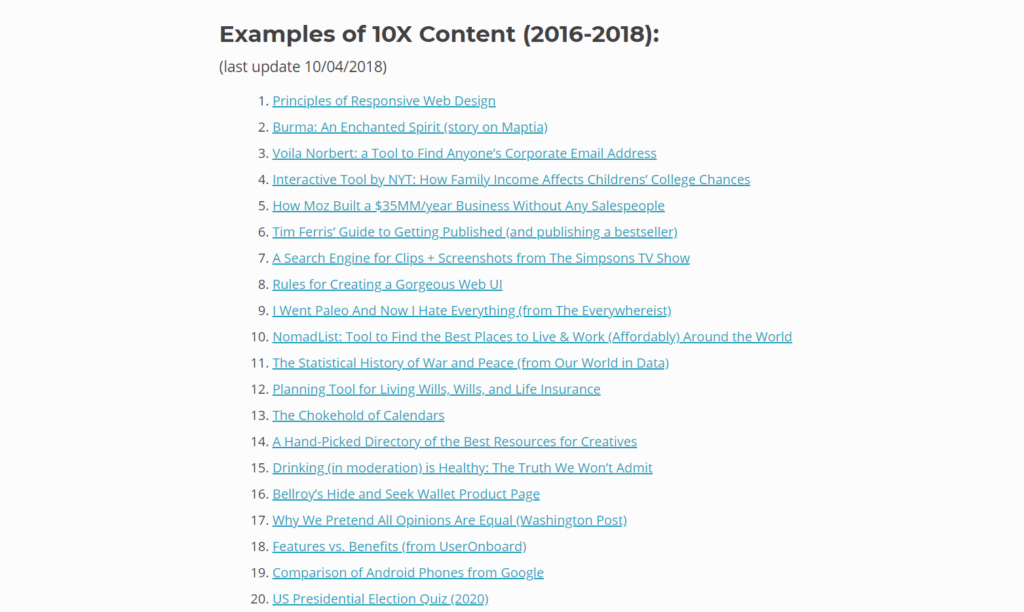 curated list of shared content.