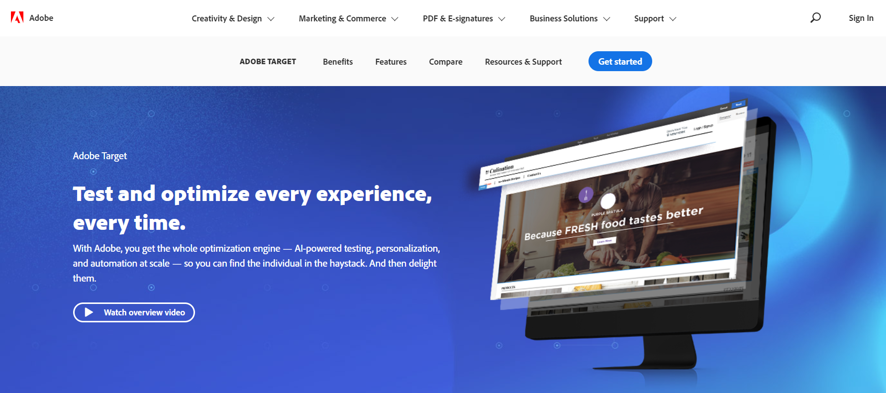 adobe target homepage.