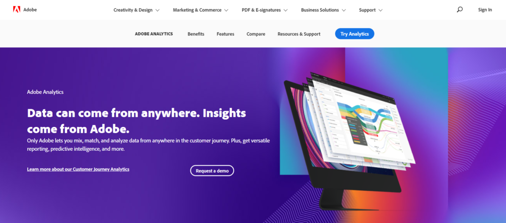 adobe analytics homepage.