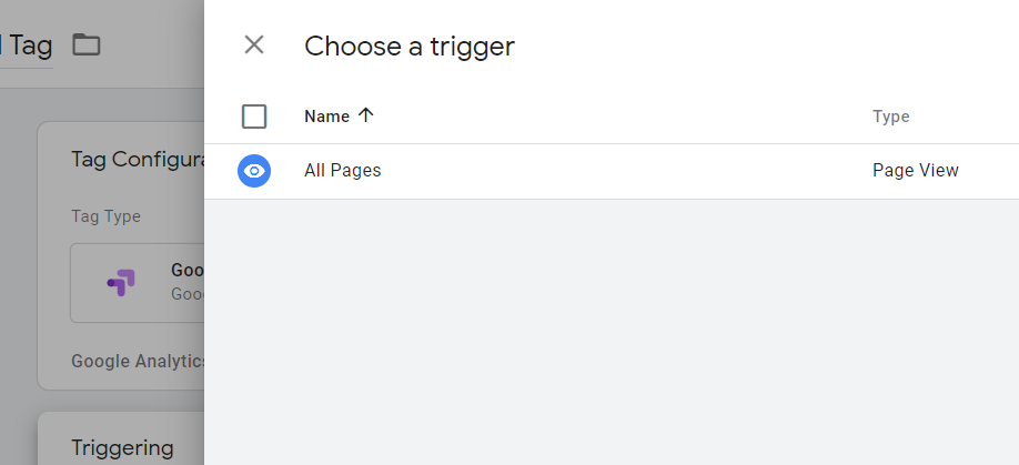 all pages trigger for google optimize.