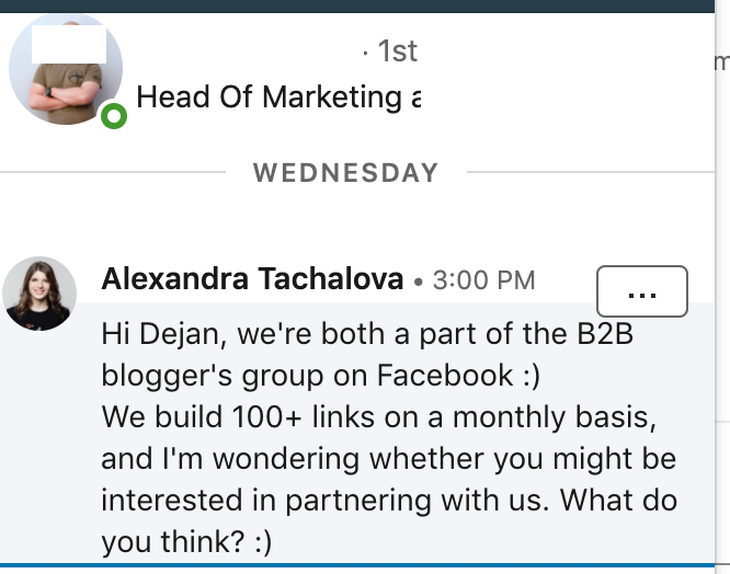 example of linkedin outreach.