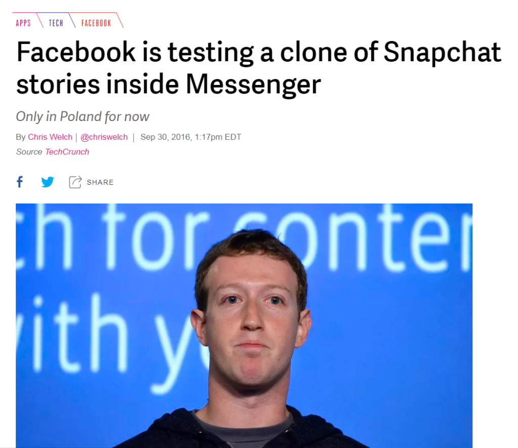 facebook copying snapchat.