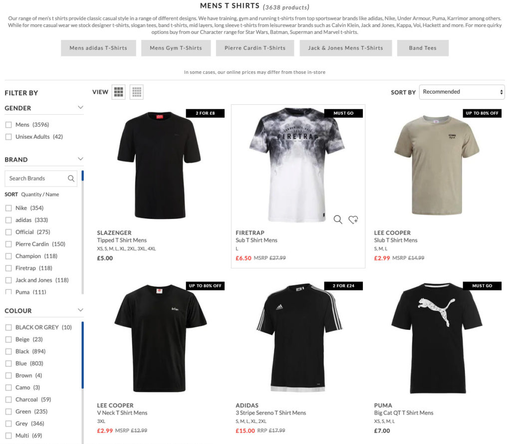 Image of shirts showing nudges in ecommerce. 