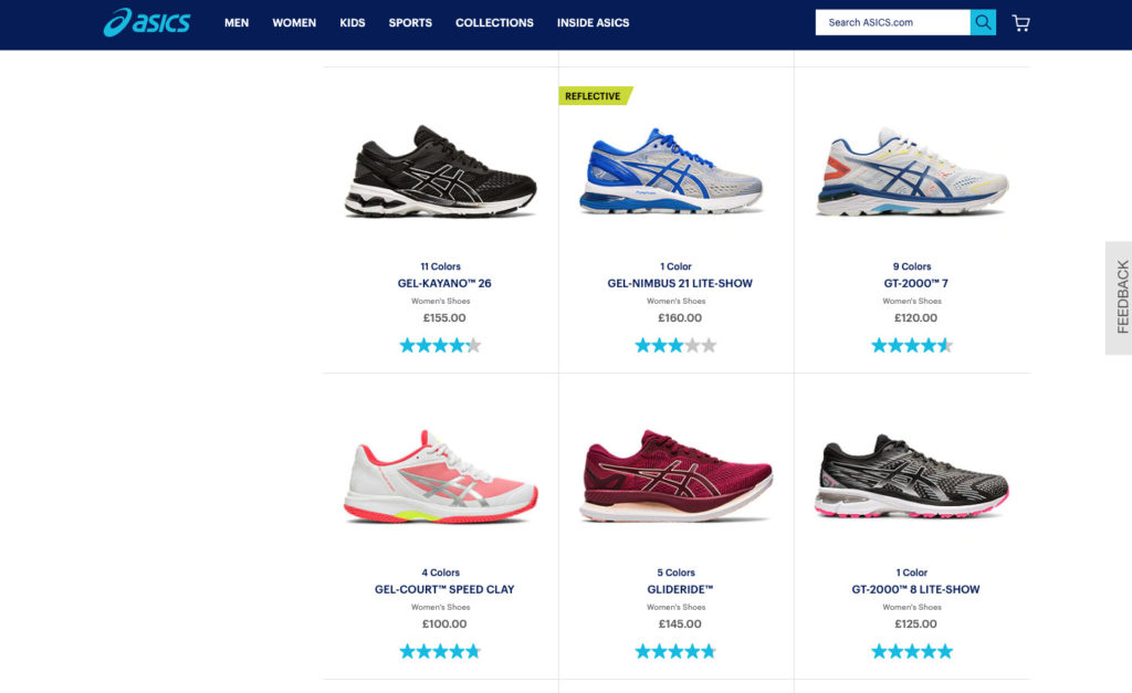 Image of Oasics store online. 