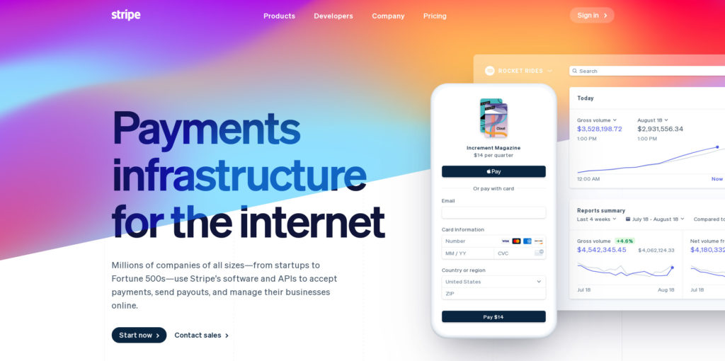 exemple de proposition de valeur de stripe.