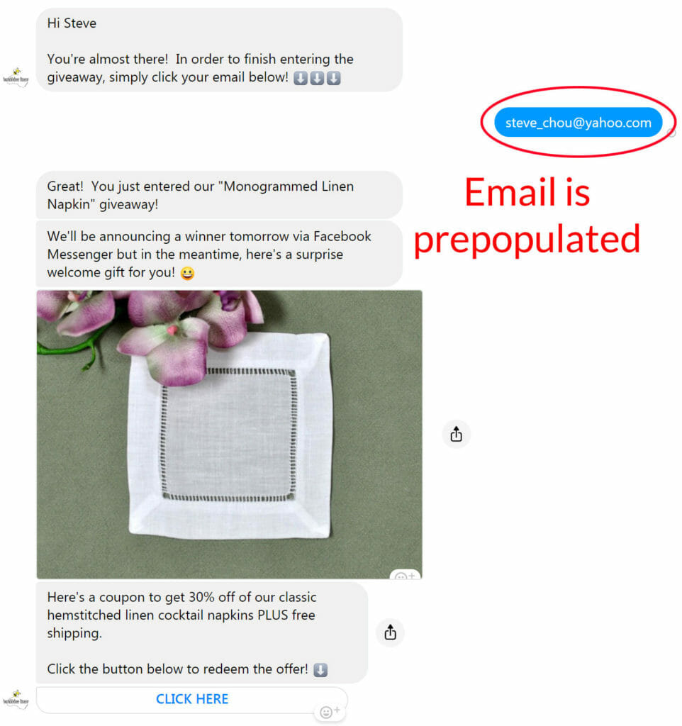 prepopulated email.