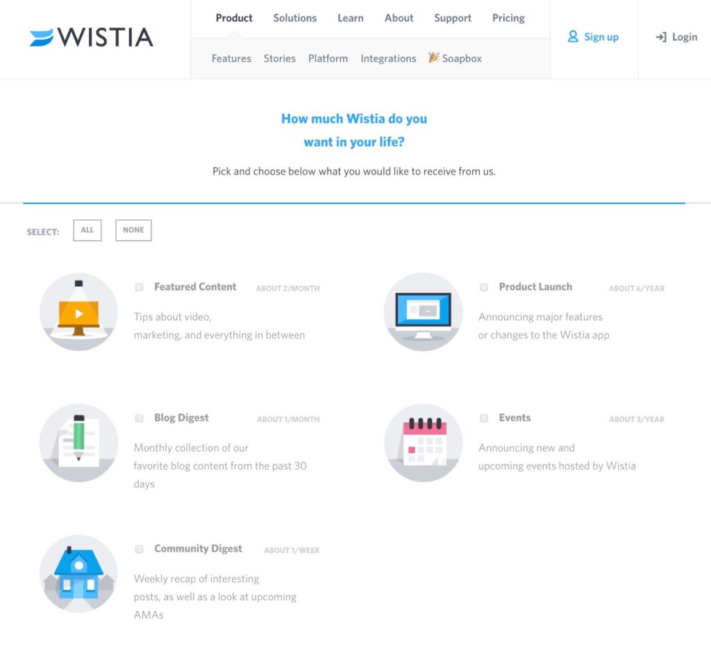 Wistia preference center. 