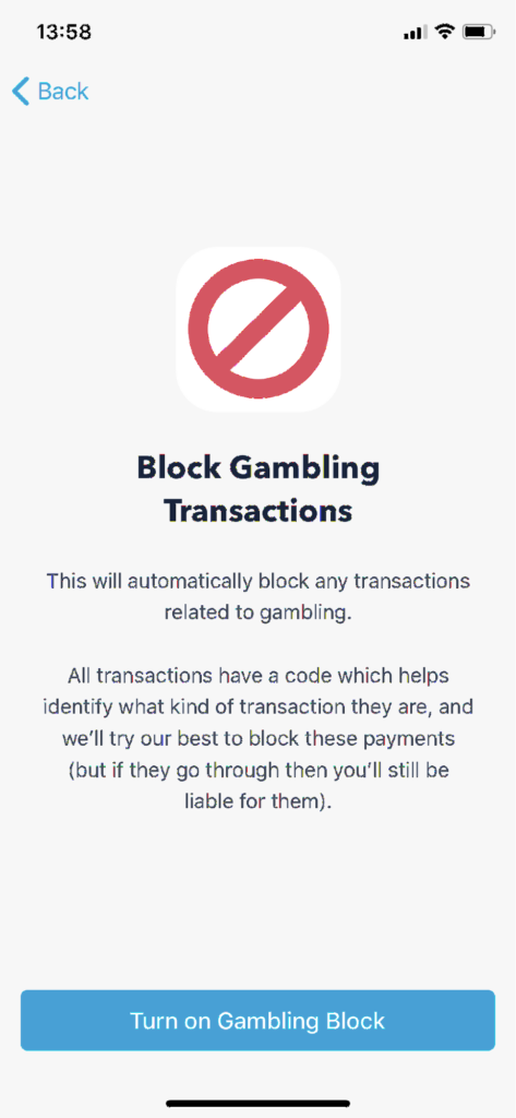 Block gambling transactions. 