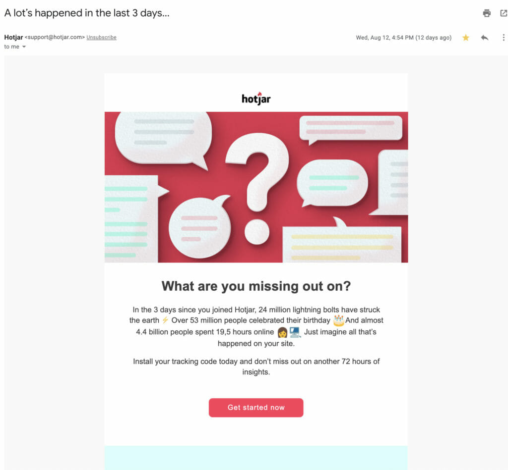 Hotjar email. 