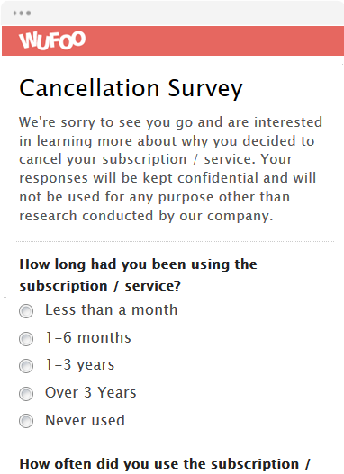 wufoo cancellation survey.