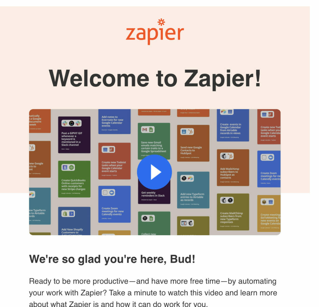 Welcome to Zapier email. 