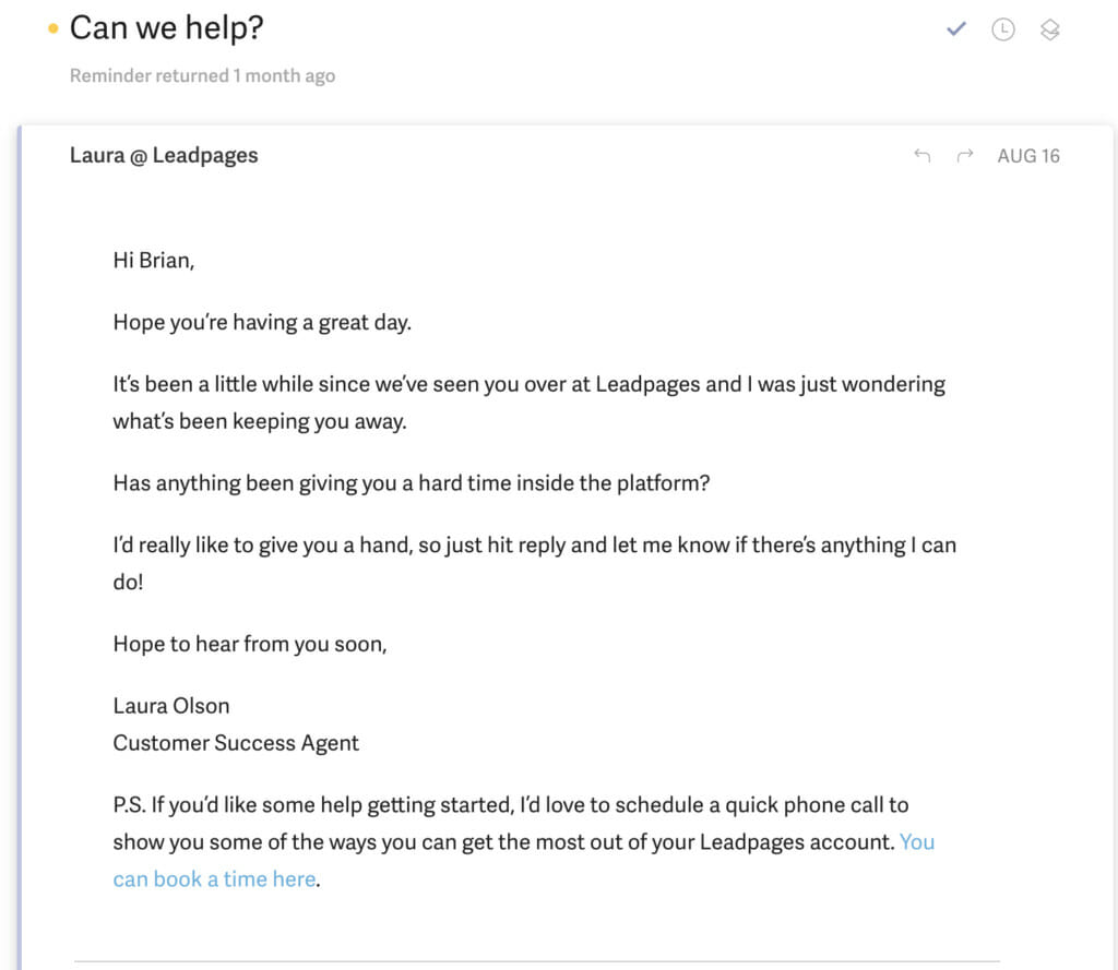 Leadpages email. 