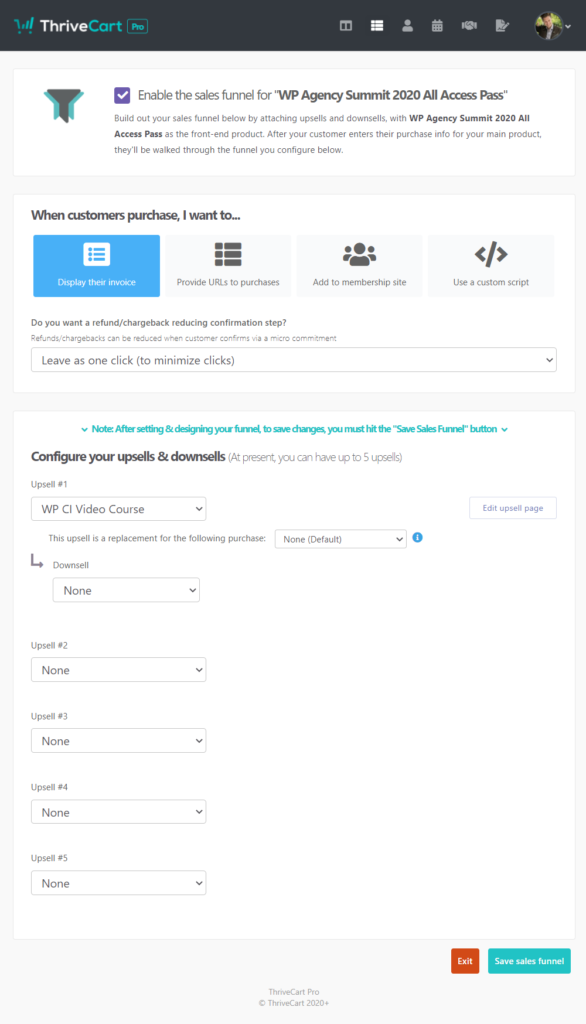 ThriveCart settings. 