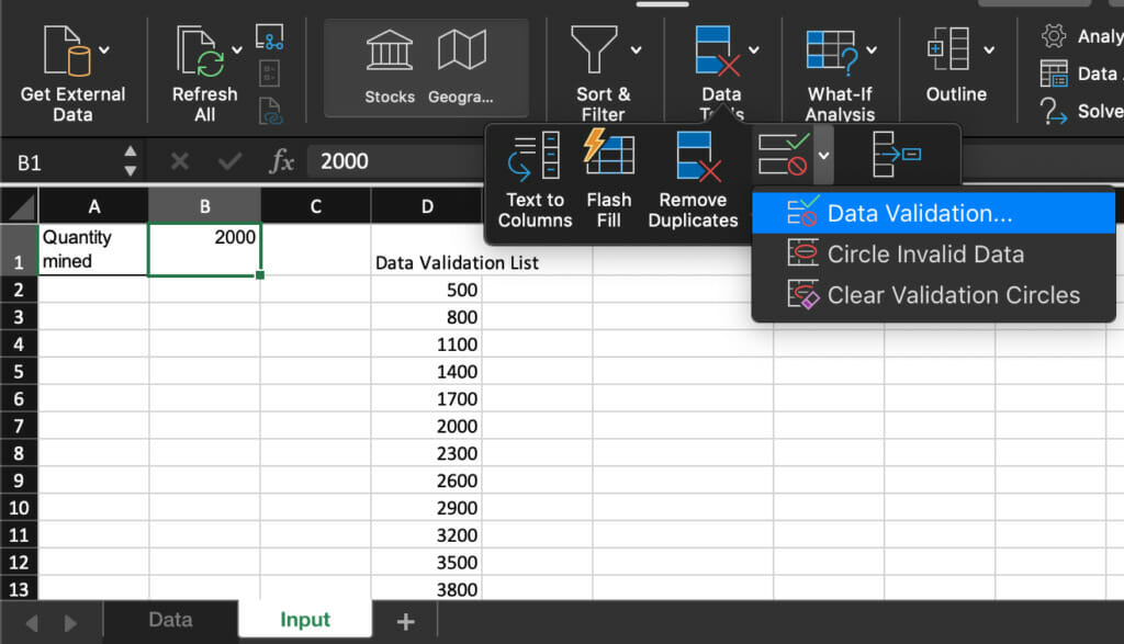 set values for inputs. 