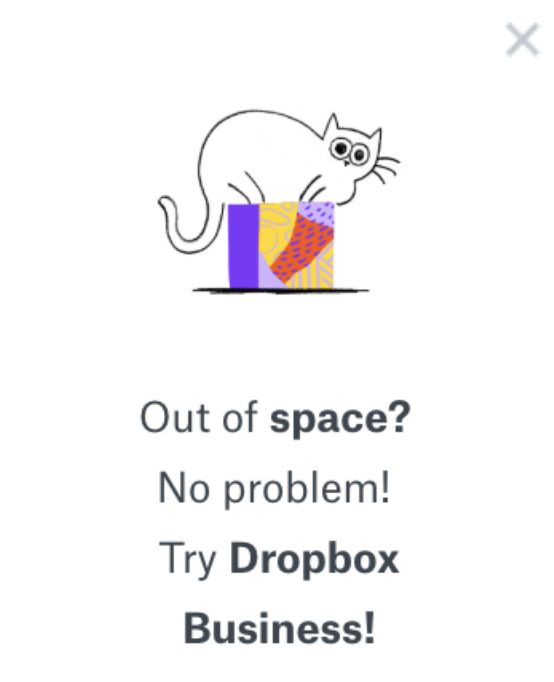 Dropbox need space prompt.