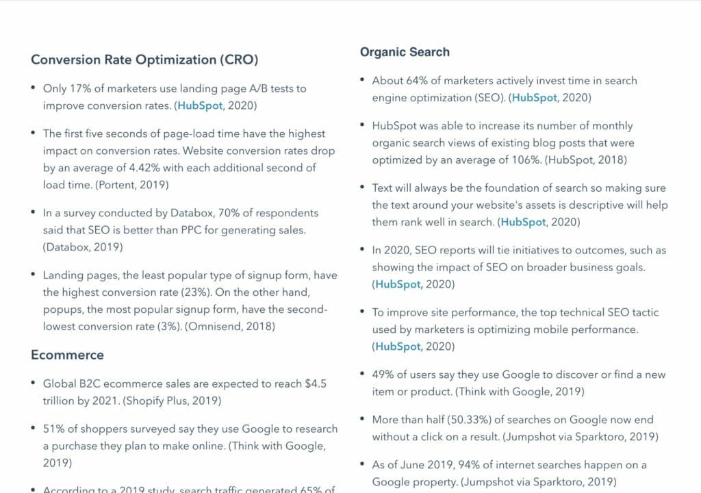 HubSpot marketing stats. 