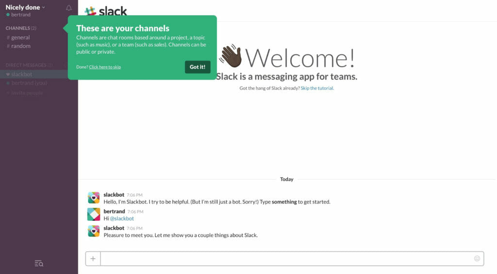 Slack onboarding. 