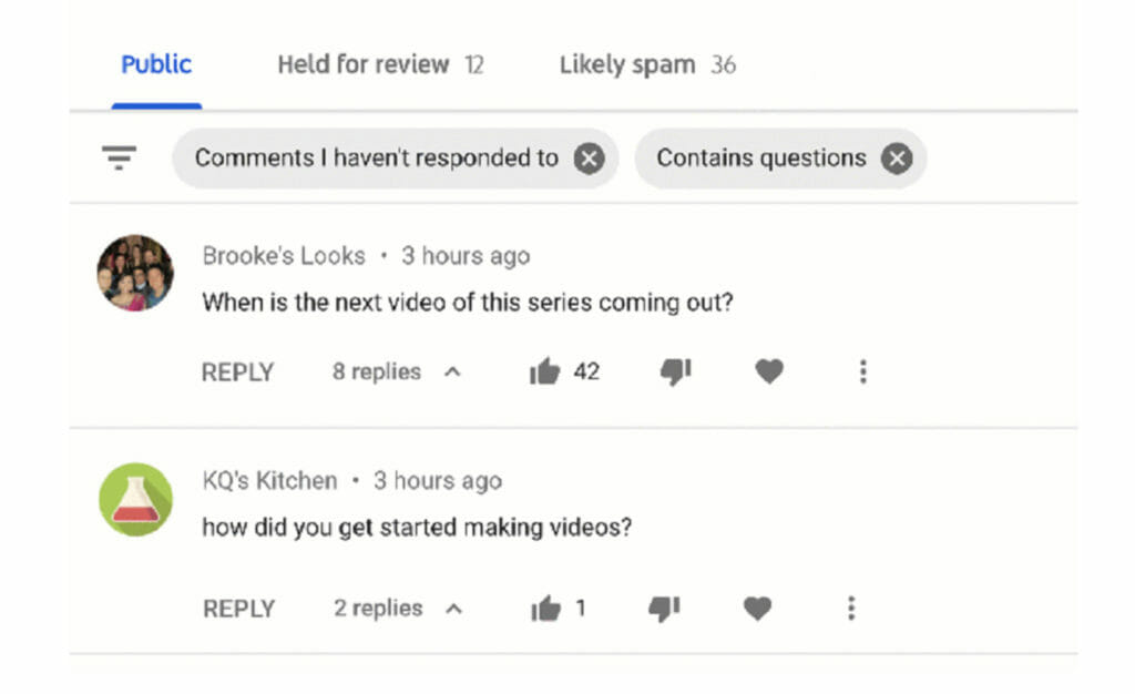 YouTube comment engagement. 