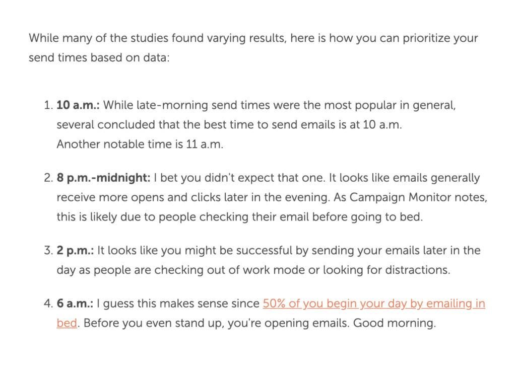 Coschedule email recommendations. 