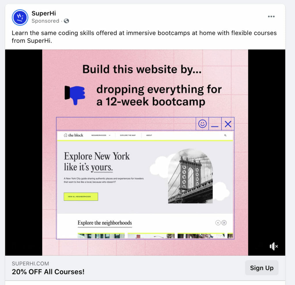 SuperHi Facebook ad.