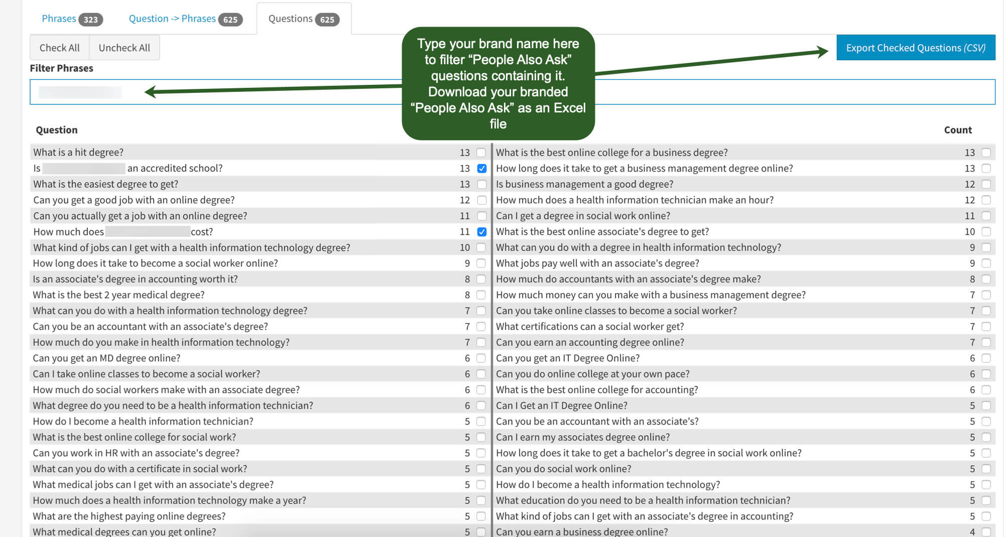 Keyword research tool