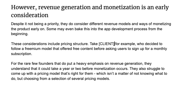 Why revenue generation and monetization should be an early consideration 