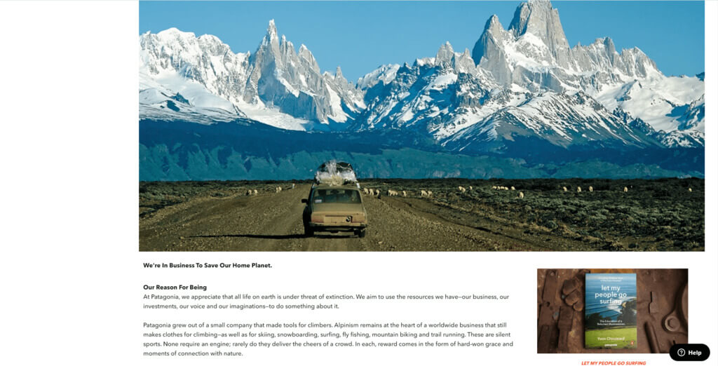 Patagonia home page screenshot