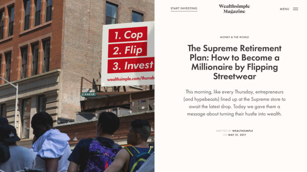 Wealthsimple's Supreme retirement article