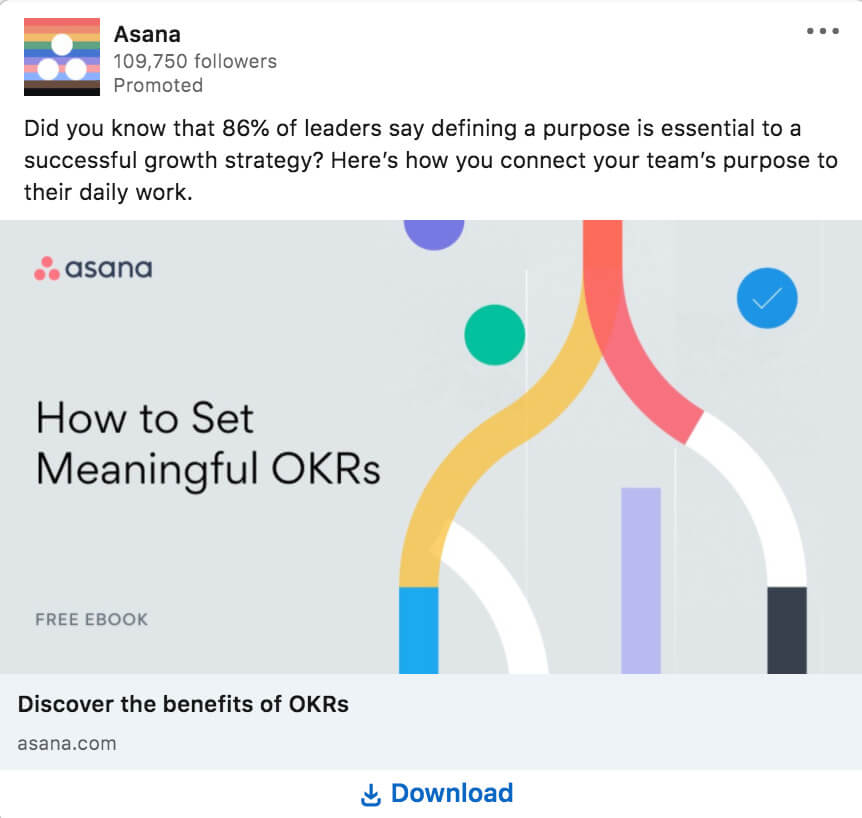 LinkedIn ad example from Asana