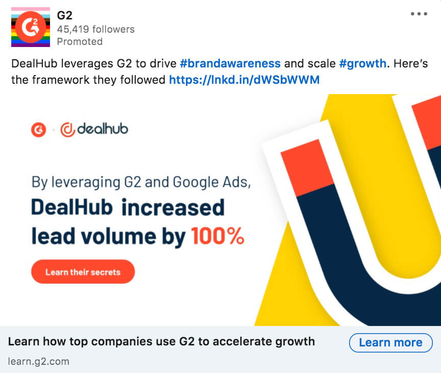 LinkedIn ad example from G2