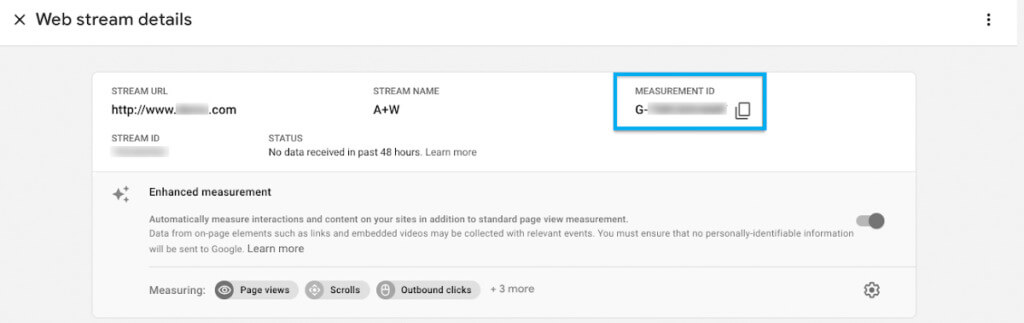 GA4 data stream settings