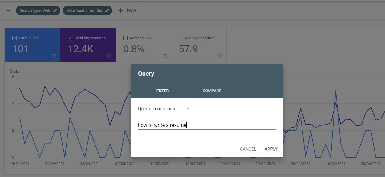 Google Search Console query search