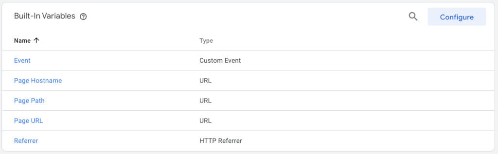 Google Tag Manager variable configuration