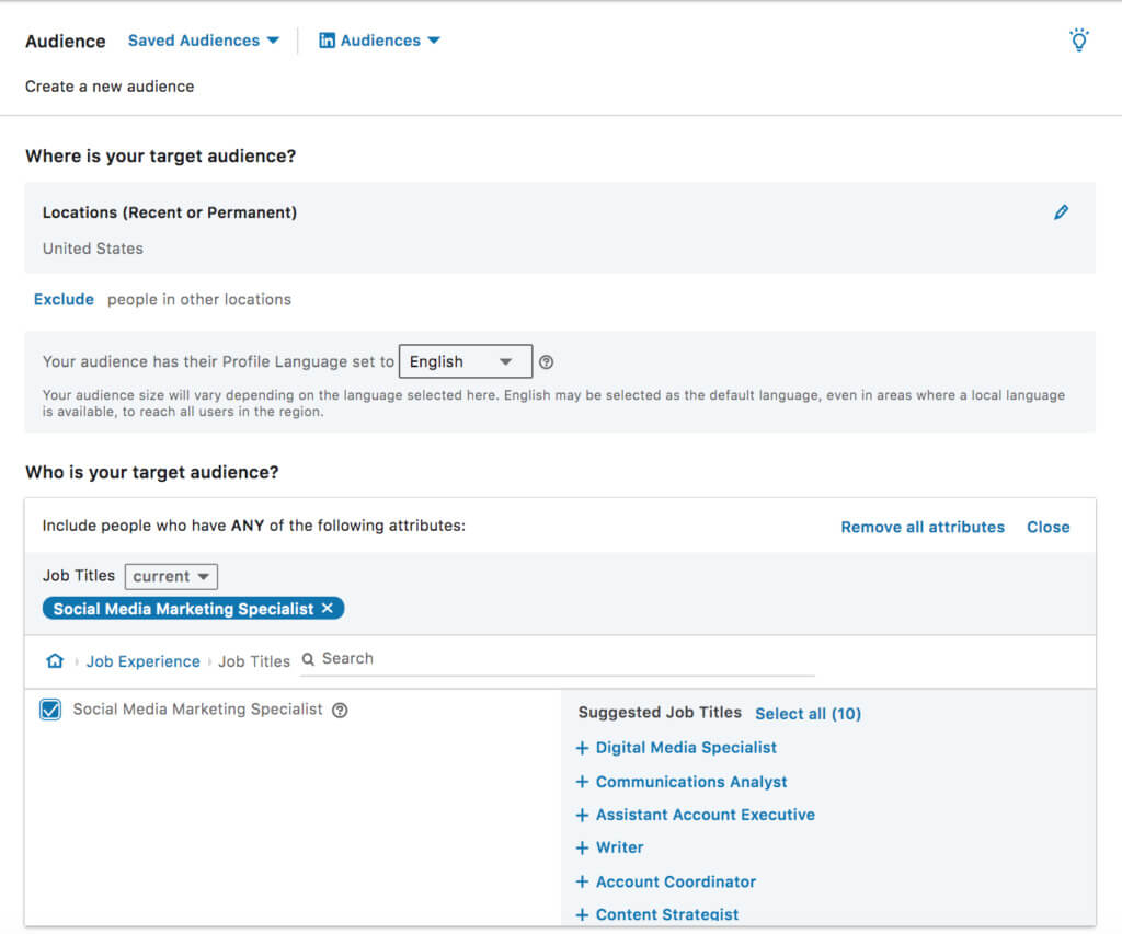 LinkedIn ad targeting by job title