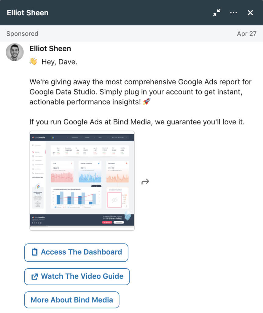 LinkedIn conversation ad example