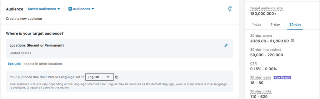 LinkedIn ad targeting by location