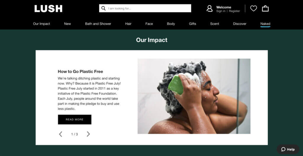 Eco-friendly brand messaging from LUSH