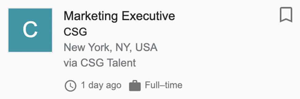 Marketing Executive for CSG Job Post Screenshot