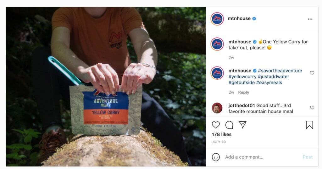Instagram post example from Mountain House