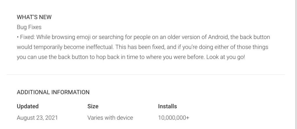 Screenshot of Slack's "Whats new" app update
